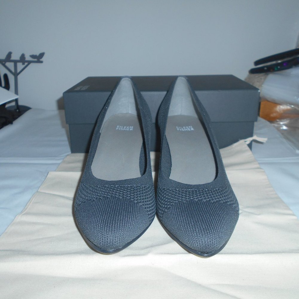 EILEEN FISHER GRAPHITE STRETCH Women's Shoes Size 9 1/2 M NWT with dust bag